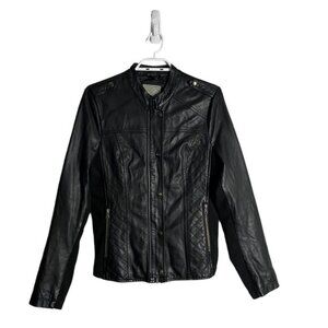 Warehouse One Women's Black Faux Leather Moto Jacket